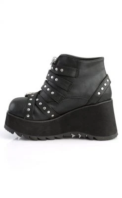 Demonia SCENE-30 Black Vegan Leather Platform Ankle Boots