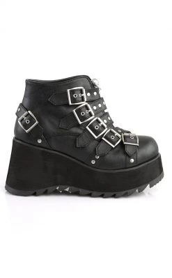 Demonia SCENE-30 Black Vegan Leather Platform Ankle Boots