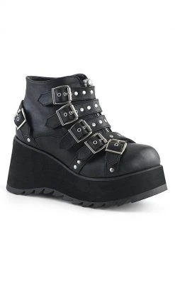 Demonia SCENE-30 Black Vegan Leather Platform Ankle Boots