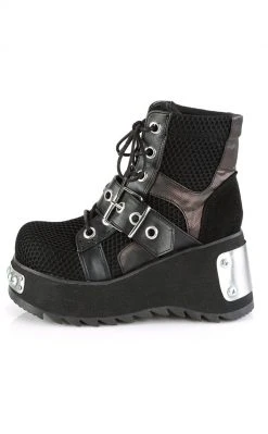Demonia Shoes SCENE-53 Black Fishnet Platform Ankle Boots