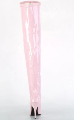 Pleaser SEDUCE-3000 Baby Pink Patent Thigh High Boots Pole Shoes