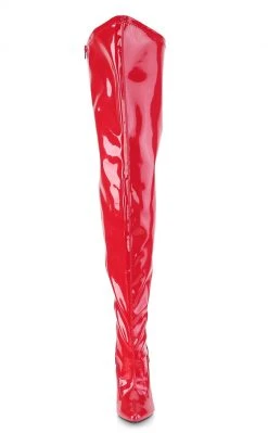 Pleaser SEDUCE-3000WC Red Patent Thigh High Boots | Wide Calf (Au Stock)