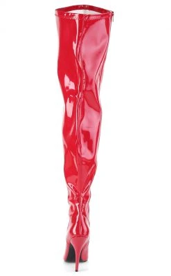 Pleaser SEDUCE-3000WC Red Patent Thigh High Boots | Wide Calf (Au Stock)