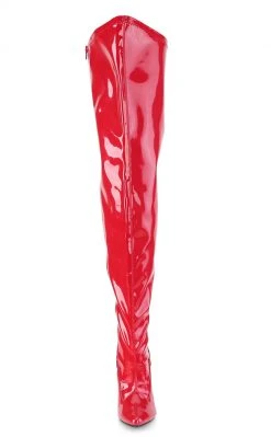 Pleaser SEDUCE-3000WC Red Patent Thigh High Boots | Wide Calf Plus Size