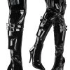 Pleaser SEDUCE-3019 Black Patent Thigh High Boots