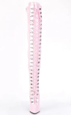 Pleaser SEDUCE-3024 Baby Pink Patent Thigh High Boots Pole Shoes