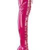 Pleaser SEDUCE-3024 Hot Pink Patent Thigh High Boots Pole Shoes