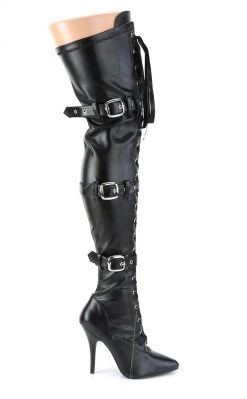 Pleaser Pole Shoes SEDUCE-3028 Black Thigh High Boots