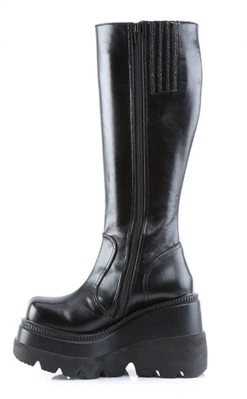 Demonia Shoes SHAKER-100 Black Vegan Leather Knee High Platform Boots (Au Stock)