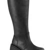 Demonia SHAKER-100WC Black Vegan Knee High Platform Boots | Wide Calf Plus Size