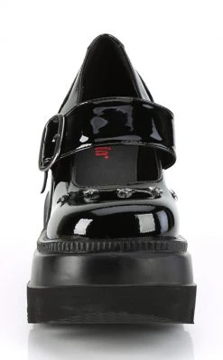 Demonia Shoes SHAKER-23 Black Patent Platform Mary Janes