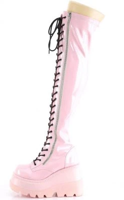Demonia Shoes SHAKER-374-1 Baby Pink Holographic Thigh High Platform Boots (Au Stock) 13 Demonia Shoes SHAKER-374-1 Baby Pink Holographic Thigh High Platform Boots (Au Stock)
