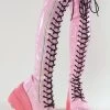 Demonia Shoes SHAKER-374-1 Baby Pink Holographic Thigh High Platform Boots (Au Stock)