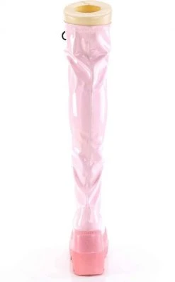 Demonia SHAKER-374-1 Baby Pink Holographic Thigh High Platform Boots 14 Demonia SHAKER-374-1 Baby Pink Holographic Thigh High Platform Boots