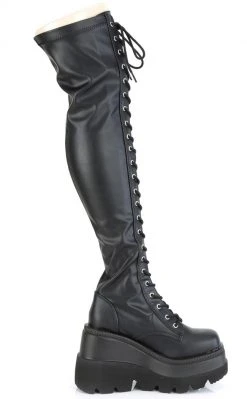 Demonia SHAKER-374 Black Vegan Leather Thigh High Platform Boots Shoes 14 Demonia SHAKER-374 Black Vegan Leather Thigh High Platform Boots Shoes