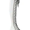 Demonia Shoes SHAKER-374 White Holographic Thigh High Platform Boots 1 Demonia Shoes SHAKER-374 White Holographic Thigh High Platform Boots