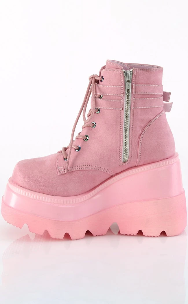 Demonia Shoes SHAKER-52 Baby Pink Faux Suede Ankle Boots 5 Demonia Shoes SHAKER-52 Baby Pink Faux Suede Ankle Boots