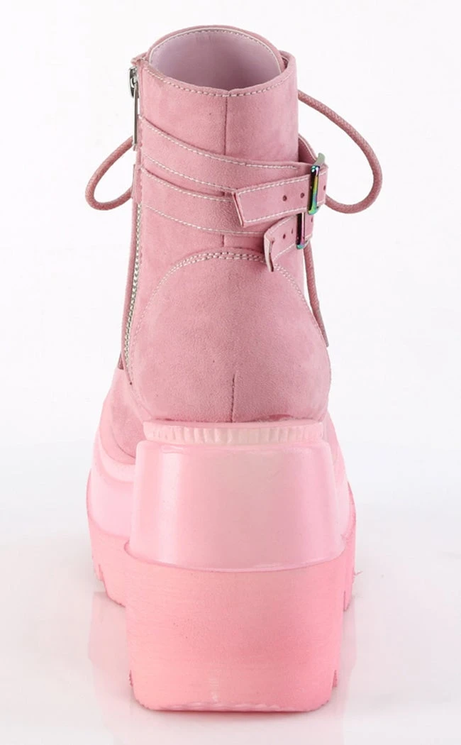 Demonia Shoes SHAKER-52 Baby Pink Faux Suede Ankle Boots 6 Demonia Shoes SHAKER-52 Baby Pink Faux Suede Ankle Boots