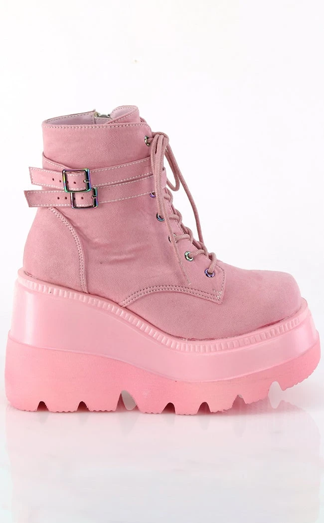 Demonia Shoes SHAKER-52 Baby Pink Faux Suede Ankle Boots 7 Demonia Shoes SHAKER-52 Baby Pink Faux Suede Ankle Boots