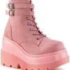 Demonia Shoes SHAKER-52 Baby Pink Faux Suede Ankle Boots 2 Demonia Shoes SHAKER-52 Baby Pink Faux Suede Ankle Boots