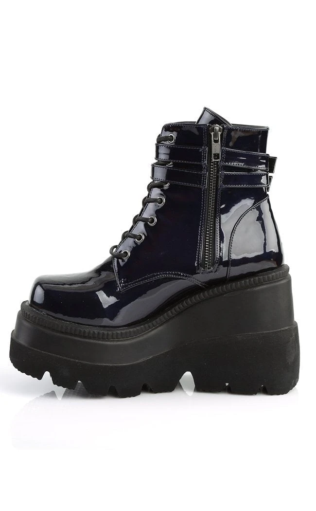 Demonia SHAKER-52 Black Holographic Platform Ankle Boots (Au Stock) Shoes 7 Demonia SHAKER-52 Black Holographic Platform Ankle Boots (Au Stock) Shoes