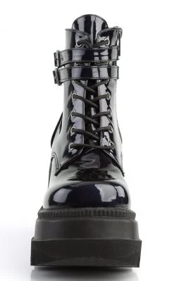 Demonia SHAKER-52 Black Holographic Platform Ankle Boots