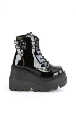 Demonia SHAKER-52 Black Patent Platform Ankle Boots (Au Stock) Shoes