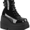 Demonia Shoes SHAKER-52 Black Patent Platform Ankle Boots 2 Demonia Shoes SHAKER-52 Black Patent Platform Ankle Boots
