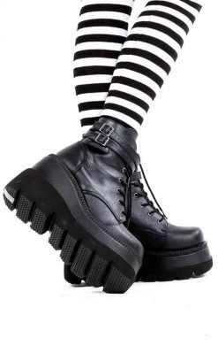 Demonia Shoes SHAKER-52 Black Vegan Leather Platform Ankle Boots (AU Stock) 12 Demonia Shoes SHAKER-52 Black Vegan Leather Platform Ankle Boots (AU Stock)
