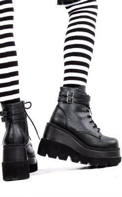 Demonia Shoes SHAKER-52 Black Vegan Leather Platform Ankle Boots (AU Stock) 13 Demonia Shoes SHAKER-52 Black Vegan Leather Platform Ankle Boots (AU Stock)