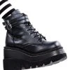 Demonia Shoes SHAKER-52 Black Vegan Leather Platform Ankle Boots