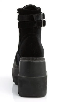 Demonia Shoes SHAKER-52 Black Velvet Platform Ankle Boots