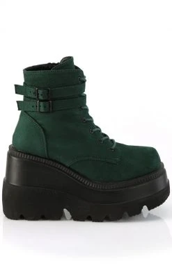 Demonia SHAKER-52 Emerald Faux Suede Ankle Boots