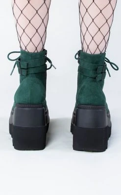 Demonia SHAKER-52 Emerald Faux Suede Ankle Boots