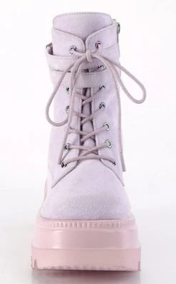 Demonia SHAKER-52 Lavender Vegan Suede Ankle Boots (Au Stock) Shoes