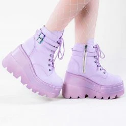 Demonia SHAKER-52 Lavender Vegan Suede Ankle Boots (Au Stock) Shoes