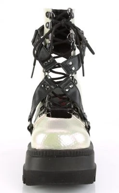 Demonia SHAKER-56 Green Iridescent Platform Ankle Boots