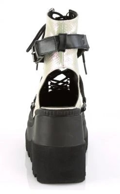 Demonia SHAKER-56 Green Iridescent Platform Ankle Boots