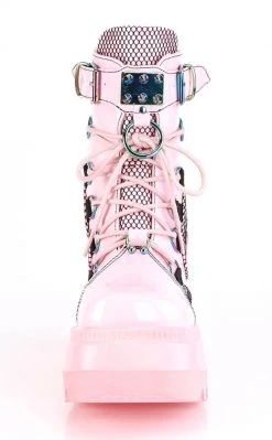 Demonia Shoes SHAKER-60 Baby Pink Platform Ankle Boots