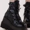 Demonia Shoes SHAKER-60 Black Vegan Leather Platform Ankle Boots
