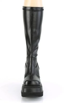 Demonia SHAKER-65 Black Vegan Leather Knee High Platform Boots (AU Stock) Shoes