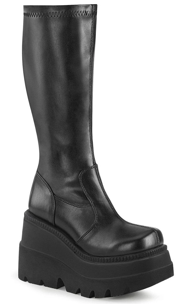 Demonia SHAKER-65 Black Vegan Leather Knee High Platform Boots (AU Stock) Shoes 3 Demonia SHAKER-65 Black Vegan Leather Knee High Platform Boots (AU Stock) Shoes