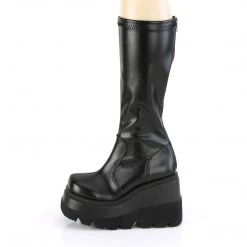 Demonia SHAKER-65 Black Vegan Leather Knee High Platform Boots