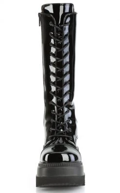 Demonia SHAKER-72 Black Patent Platform Boots Shoes