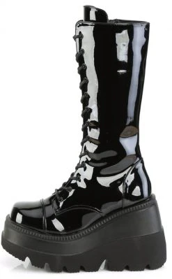 Demonia SHAKER-72 Black Patent Platform Boots Shoes