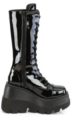 Demonia SHAKER-72 Black Patent Platform Boots Shoes