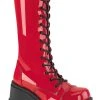 Demonia SHAKER-72 Red Patent Platform Boots