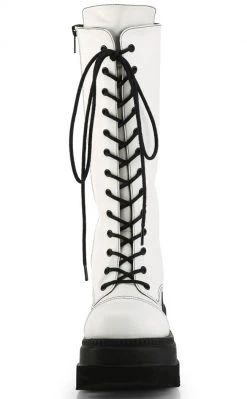 Demonia SHAKER-72 White Matte Platform Boots Shoes