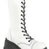 Demonia SHAKER-72 White Matte Platform Boots Shoes