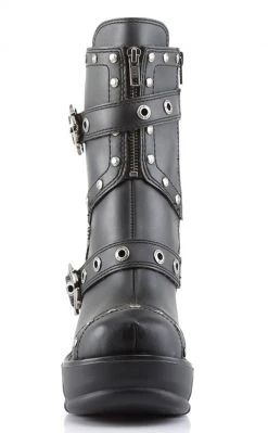 Demonia SINISTER-201 Black Vegan Leather Steampunk Boots Shoes